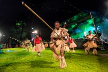 Torres Strait Islander performers at the Cairns Indigenous Art Fair.