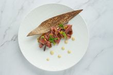 NOBU InterContinental Hong Kong - Satsuki Grain Buds Omakase Menu - WAGYU SHABU SHABU sweet onion truffle soy - smoked pickled red onions - creamy karashi 