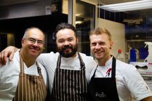 Chewton Glen Chefs, Jerome Chenet, Luke Phillips,and Adam Hart prepare 25th Anniversary dinner for Luke Matthews