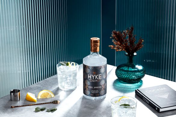 HYKE Gin Very Special created from surplus English-grown wine grapes. Signature G&T with lemon and sage garnish. HYKE Gin Very Special created from surplus English-grown wine grapes. Signature G&T with lemon and sage garnish.