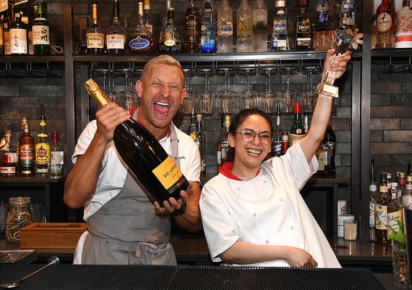 Lu Ban's Dave Critchley and Wokstar winner Jean-Claudine Villanueva Lu Ban's Dave Critchley and Wokstar winner Jean-Claudine Villanueva
