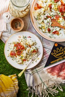 Chopped potato salad with crispy Prosciutto di Parma
