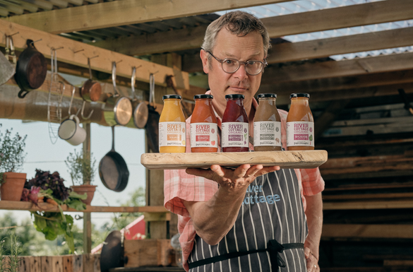 Hugh Fearnley-Whittingstall with the full range of ketchups Hugh Fearnley-Whittingstall with the full range of ketchups