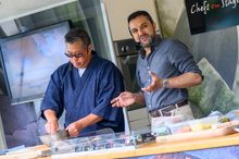 Paul Onami and Miff Kayum, Kyoto Kitchen, chat sushi, and create a range of dishes at Winchester Food Festival.