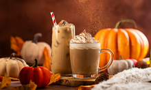 SOHO Coffee Pumpkin Spice Latte Campaign Image - featuring hot and iced drinks