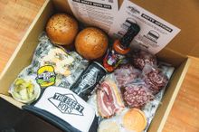 The Ultimate Father's Day Burger Box from The Beefy Boys, packed with high-quality ingredients, beer and merch. Available for home delivery in time for Father's Day