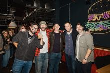 The four Beefy boys co-founders with celebrity chef Marcus Bean at the launch of their Oxford restaurant