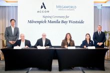 (standing) Chris Cho, Vice President Development, Japan, Korea, Malaysia, Maldives, Philippines & Singapore, Accor; Garth Simmons, Chief Operating Officer, Asia, Accor; Andrew Langdon, Chief Development Officer, Asia, Accor; Cleofe Albiso, Managing Direct