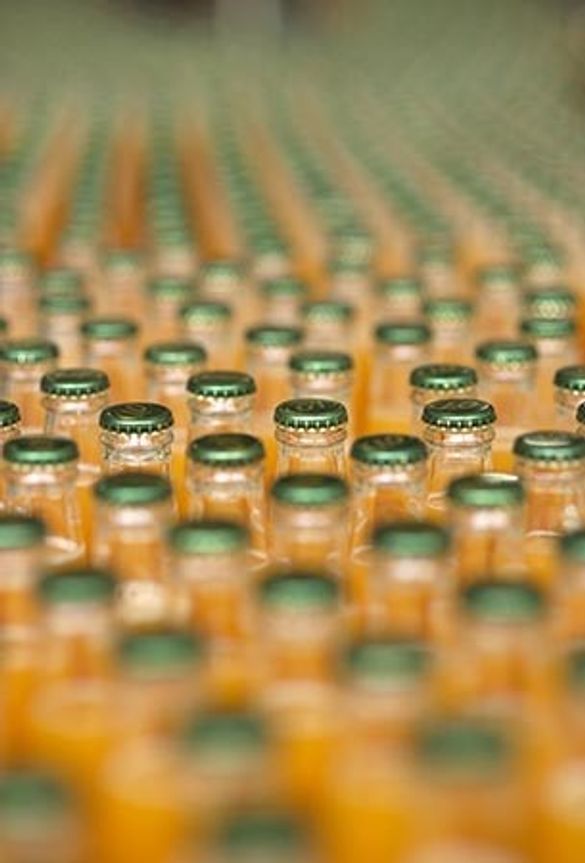 Drink bottles come off the production line at Britvic's factory in Chelmsford. (EEDA)