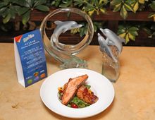Ocean Park Sustainable Seafood-Crispy Crusted Pacific Salmon Fillet with Asparagus and Sun-Dried Tomatoes