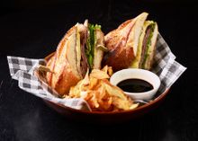 Wagyu brisket sandwich with cheddar, horseradish and gravy