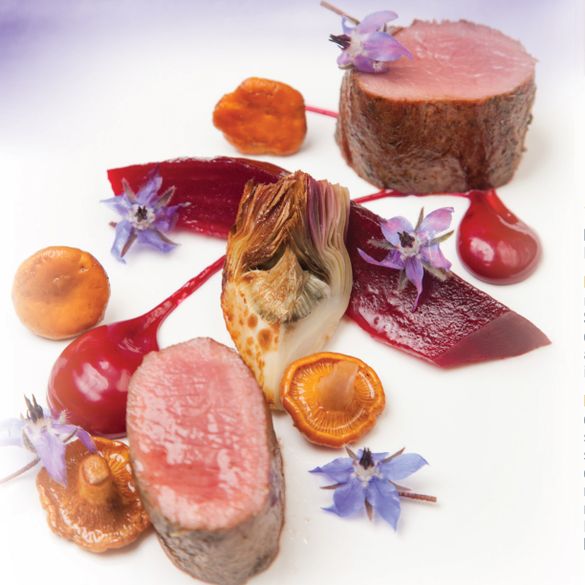 Herdwick lamb accompanied by a beetroot girolle and a mascarpone blood orange streusel, both of which feature in Burnt Herdwick lamb accompanied by a beetroot girolle and a mascarpone blood orange streusel, both of which feature in Burnt
