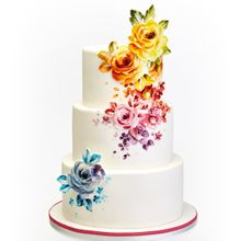 Three-tier edible painted cake by Natasha Collins