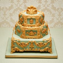Rococo Wedding Cake decorated with SK Marzipan by Marianne Stewart