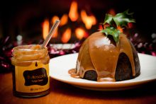 Fudge Kitchen Liquid Fudge sauce on Xmas pud