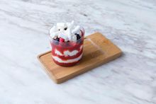 Eton mess, whipped cream, meringue, mixed berries