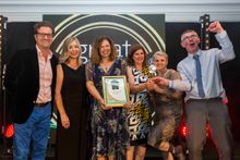 John Farrand from the Guild of Fine Food, Stephanie Pritchard from Scotland Food & Drink and Lucy Burke, Karen Macloed, Dolina MacDonald and Patrick Campbell from Inverawe Smokehouses. 