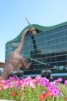 50-foot-tall, 75-foot-long Brachiosaur sculpture and baby