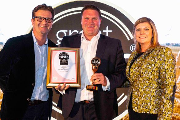 (L to R) John Farrand, Guild of Fine Food, Sam Maitland of Capsicana and Valerie Watson-Brown from Shire Foods of Norfolk (L to R) John Farrand, Guild of Fine Food, Sam Maitland of Capsicana and Valerie Watson-Brown from Shire Foods of Norfolk