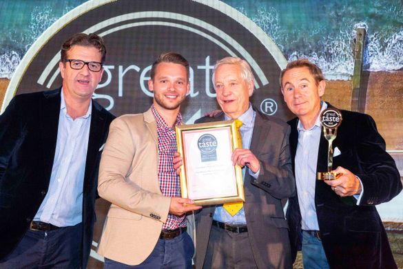 (L to R) John Farrand, Guild of Fine Food, Stephen Oliver of Dawn Meats, Eric Ryding from Southport Potted Shrimps and Nigel Barden.