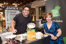 Austereo radio host Pete Curruli and ABC veteran Verity James share a moment at the Good Choice Consumer Launch in 2017. 
