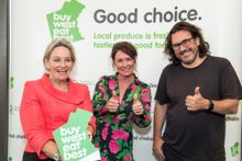 The Hon Alannah MacTiernan with celebrity chef Anna Gare and consumer psychologist Adam Ferrier at the Good Choice Campaign Launch, April 2017. 