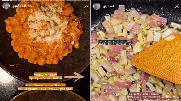 Gigi Hadid’s Vodka Sauce Recipe (credit – Instagram) Gigi Hadid’s Vodka Sauce Recipe (credit – Instagram)