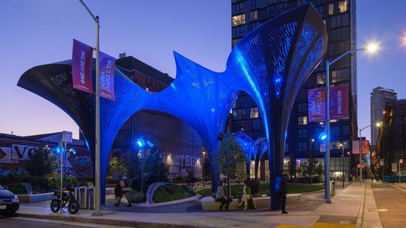 The Wind-Baffles by Jerry van Eyck (2022), The Parks at 5M, between Natoma and Minna streets. (Permanent installation)