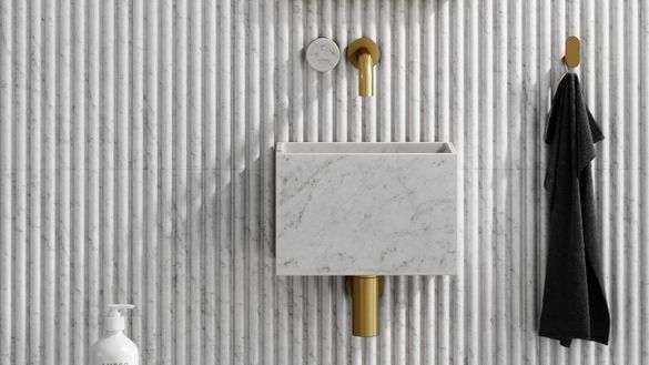 porto-wall-mounted-basin-mixer-tap-brushed-gold-carrara-marble